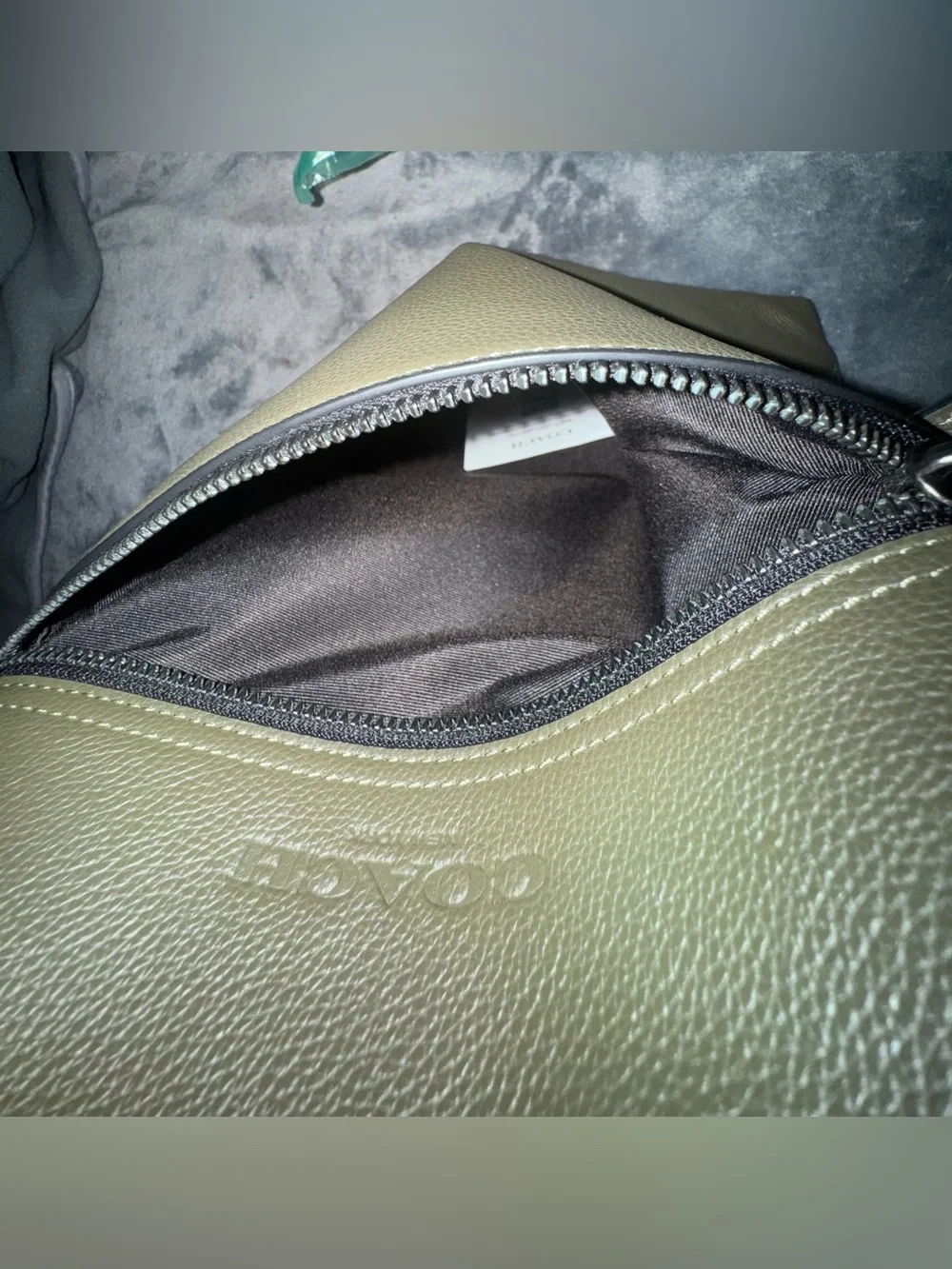 Coach Men’s Messenger Bag in Olive Green Leather